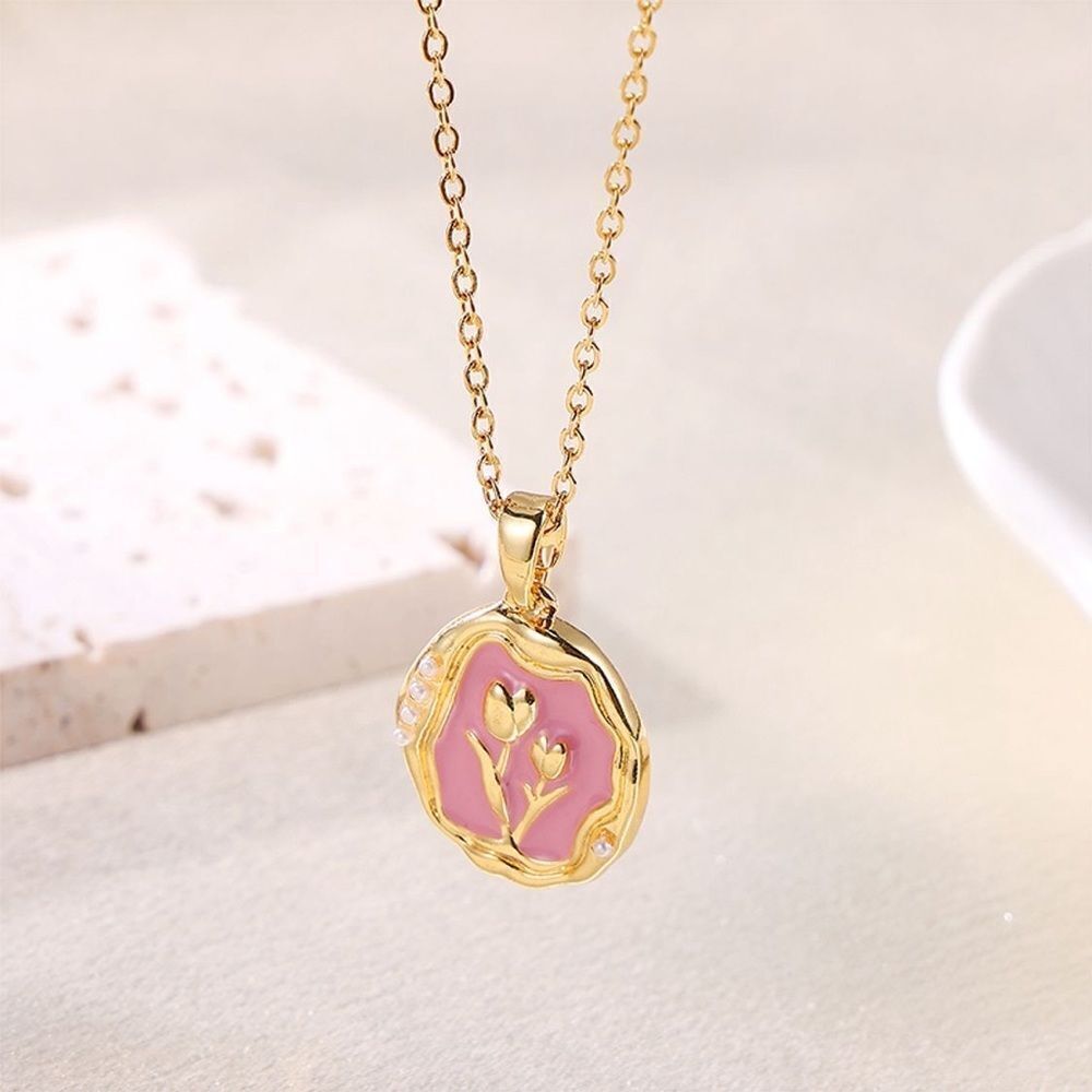 Pink Flower Pendant Necklace for woman